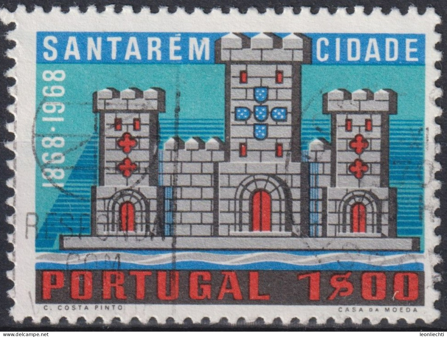 1970 Portugal ° Mi:PT 1109, Sn:PT 1076, Yt:PT 1090, Santarem Castle (detail Of Santarem Coat Of Arms) - Usado