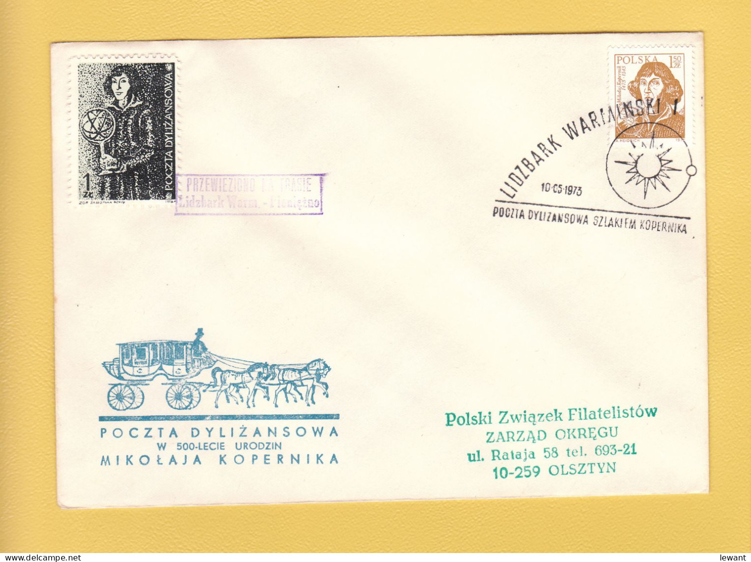 1973 Nicolaus Copernicus - Stagecoach Mail_ZOL_02_LIDZBARK WARMINSKI - Briefe U. Dokumente