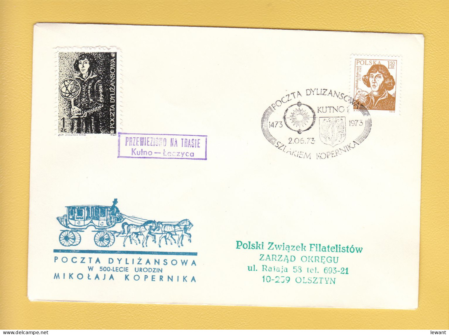 1973 Nicolaus Copernicus - Stagecoach Mail_ZOL_20_KUTNO - Briefe U. Dokumente