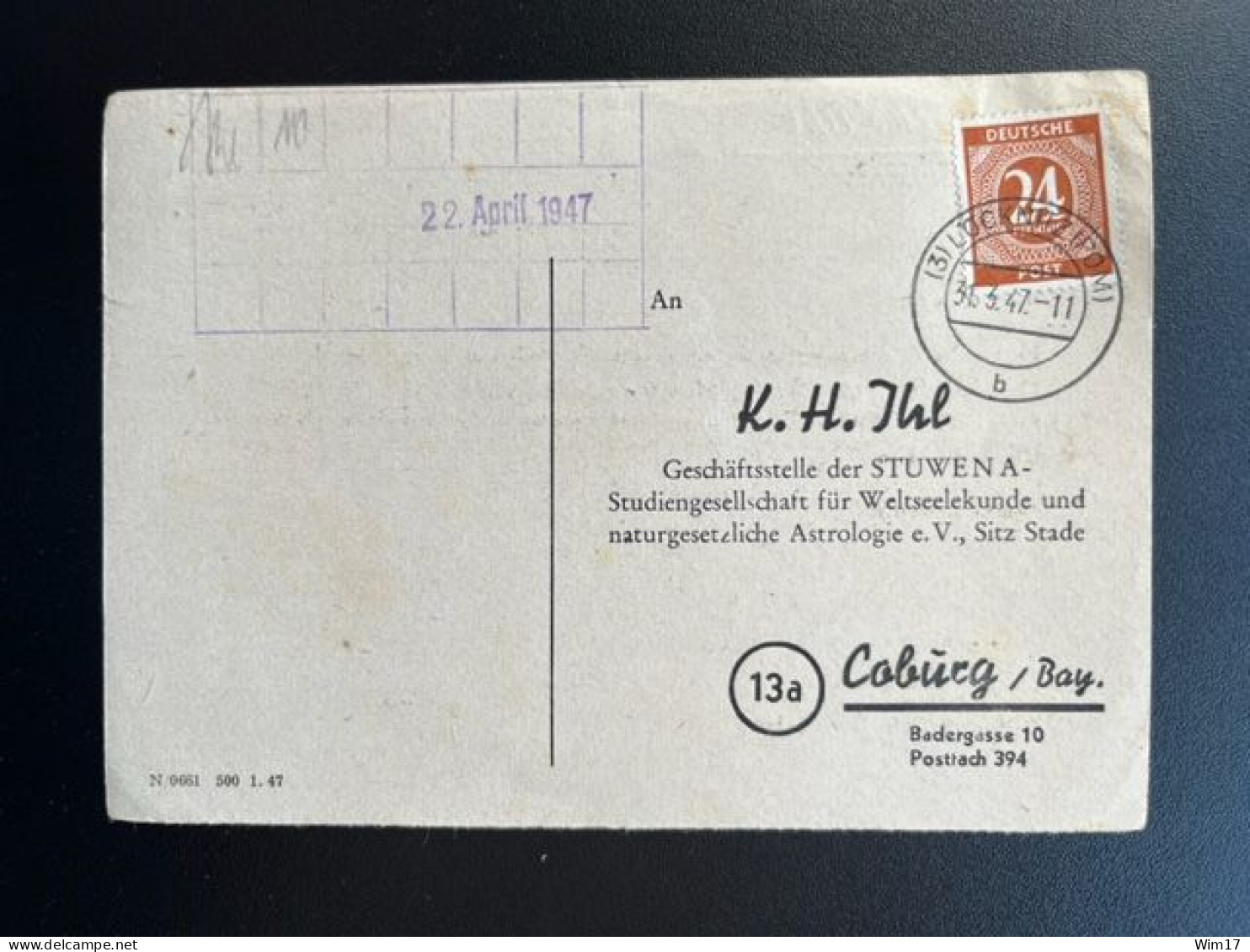 GERMANY 1947 POSTCARD LOCKNITZ TO COBURG 31-03-1947 DUITSLAND DEUTSCHLAND - Postal  Stationery