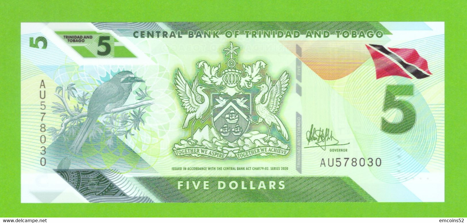 TRINIDAD & TOBAGO 5 DOLLARS  2020  P-W61  UNC - Trinité & Tobago