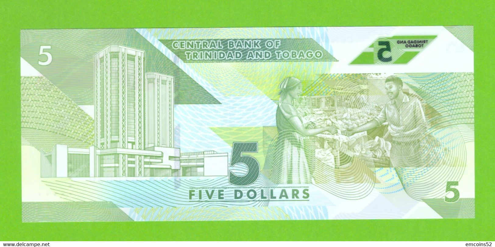 TRINIDAD & TOBAGO 5 DOLLARS  2020  P-W61  UNC - Trinité & Tobago