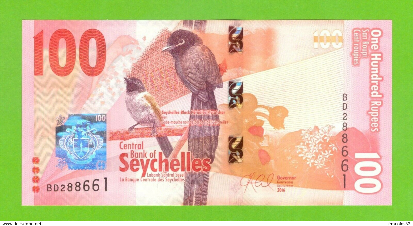 SEYCHELLES 100 RUPEES 2016  P-50  UNC - Seychelles
