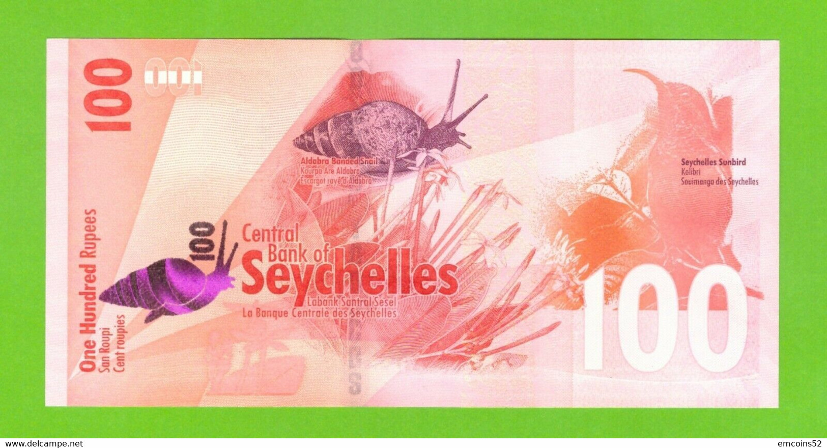 SEYCHELLES 100 RUPEES 2016  P-50  UNC - Seychelles