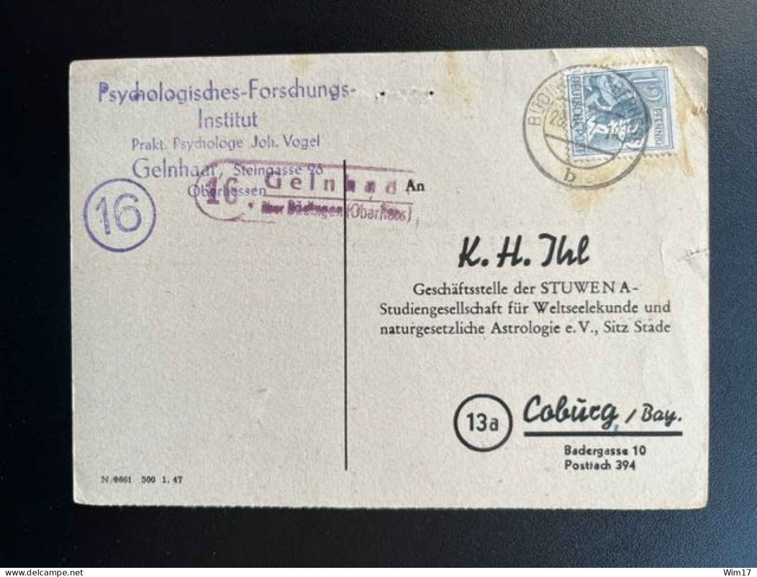 GERMANY 1947 POSTCARD BUDINGEN TO COBURG 28-05-1947 DUITSLAND DEUTSCHLAND - Postal  Stationery