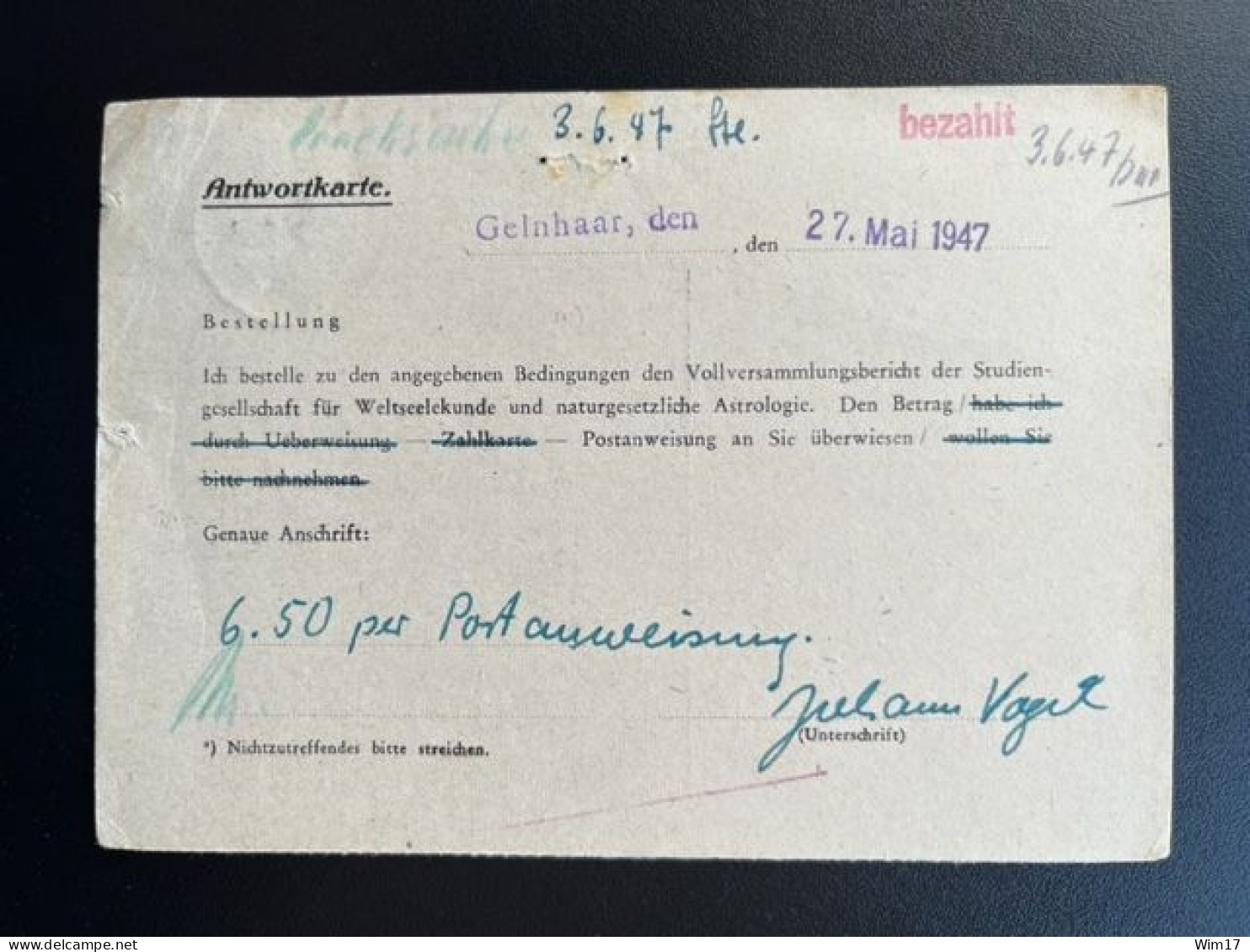 GERMANY 1947 POSTCARD BUDINGEN TO COBURG 28-05-1947 DUITSLAND DEUTSCHLAND - Postal  Stationery