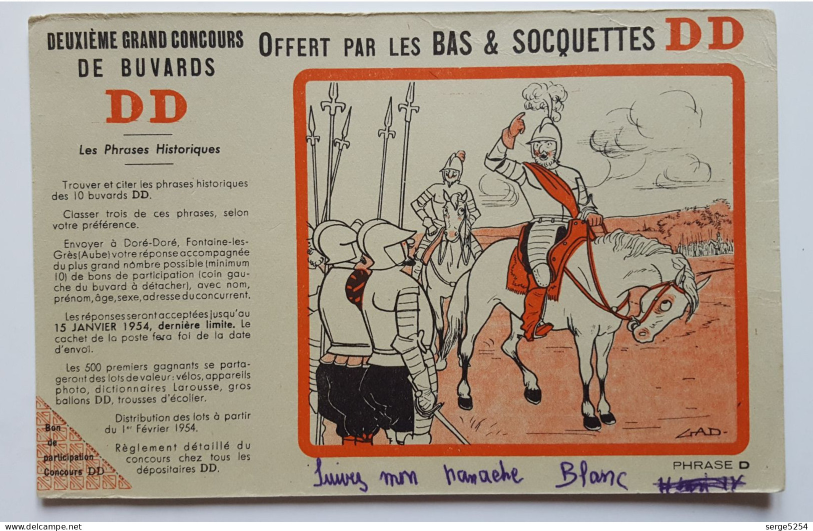 Buvard Bas & Socquettes DD - Les Phrases Historiques - Phrase D - Textile & Vestimentaire