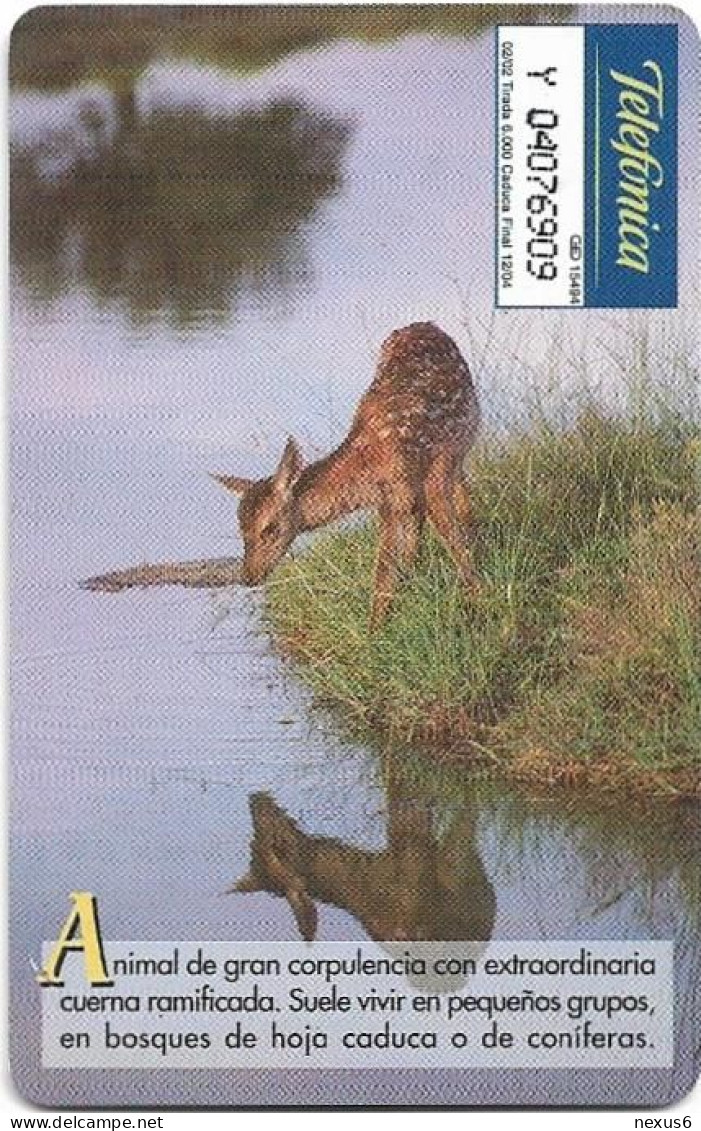 Spain - Telefonica - Fauna Iberica - Ciervo Comun Animal - P-498 - 02.2002, 3€, 6.000ex, Used - Privatausgaben