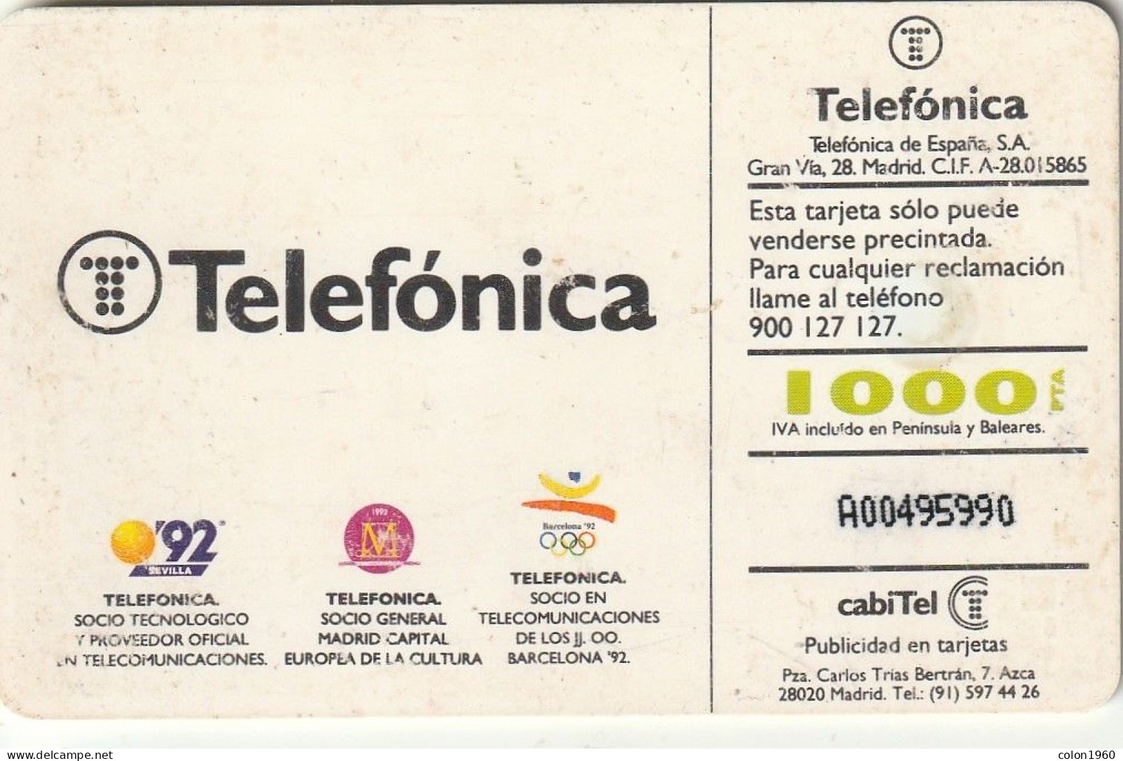 ESPAÑA. B-017/1. RASGADO CORPORATIVO II. 1992-06. 1000 Ptas. REGULAR. (331). - Emissions Basiques