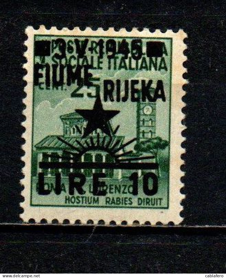 ITALIA - OCCUPAZIONE JUGOSLAVA - FIUME - 1945 - SOVRASTAMPA - MNH - Occ. Yougoslave: Fiume