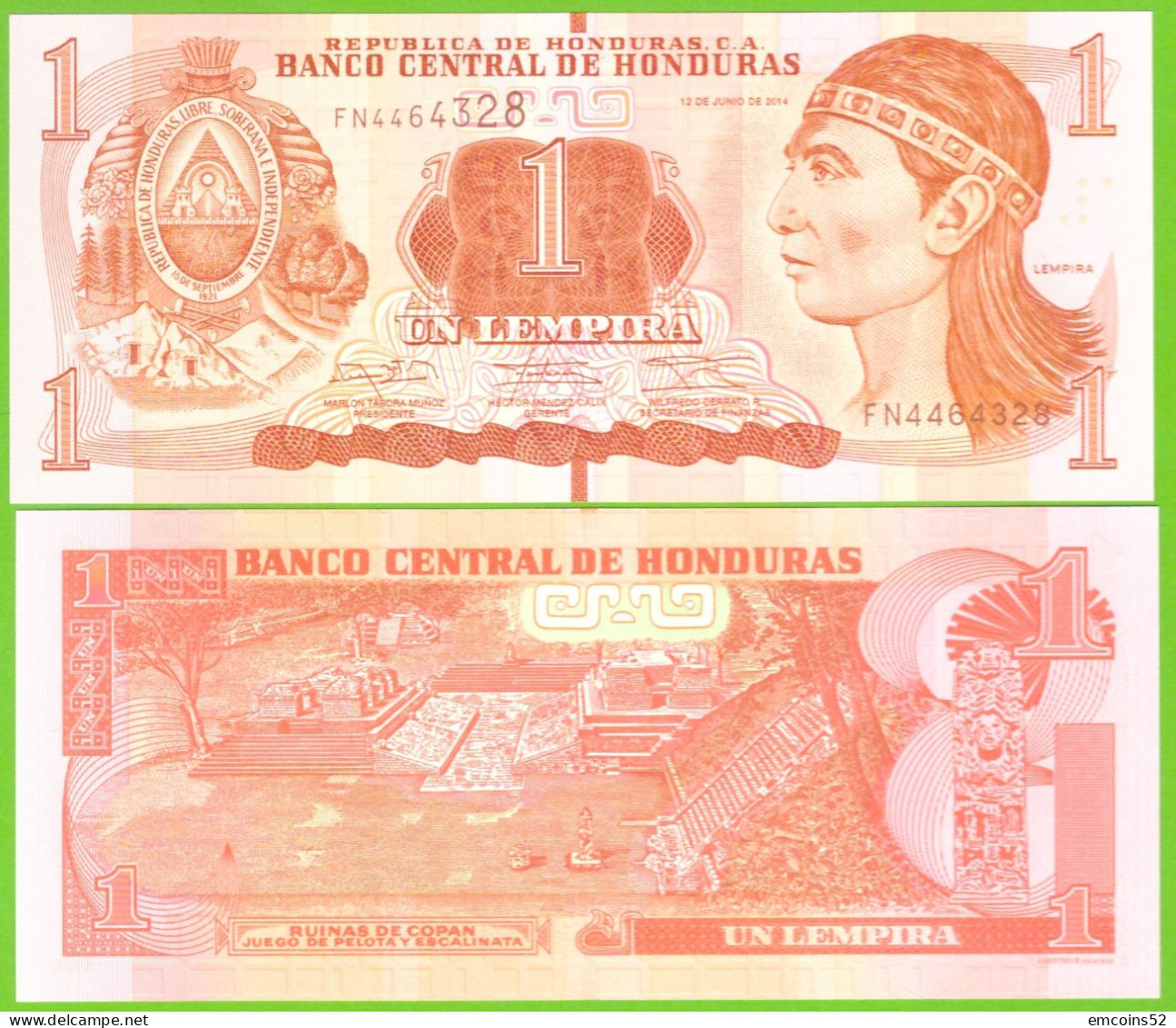 HONDURAS 1 LEMPIRA 2014  P-96 UNC - Honduras