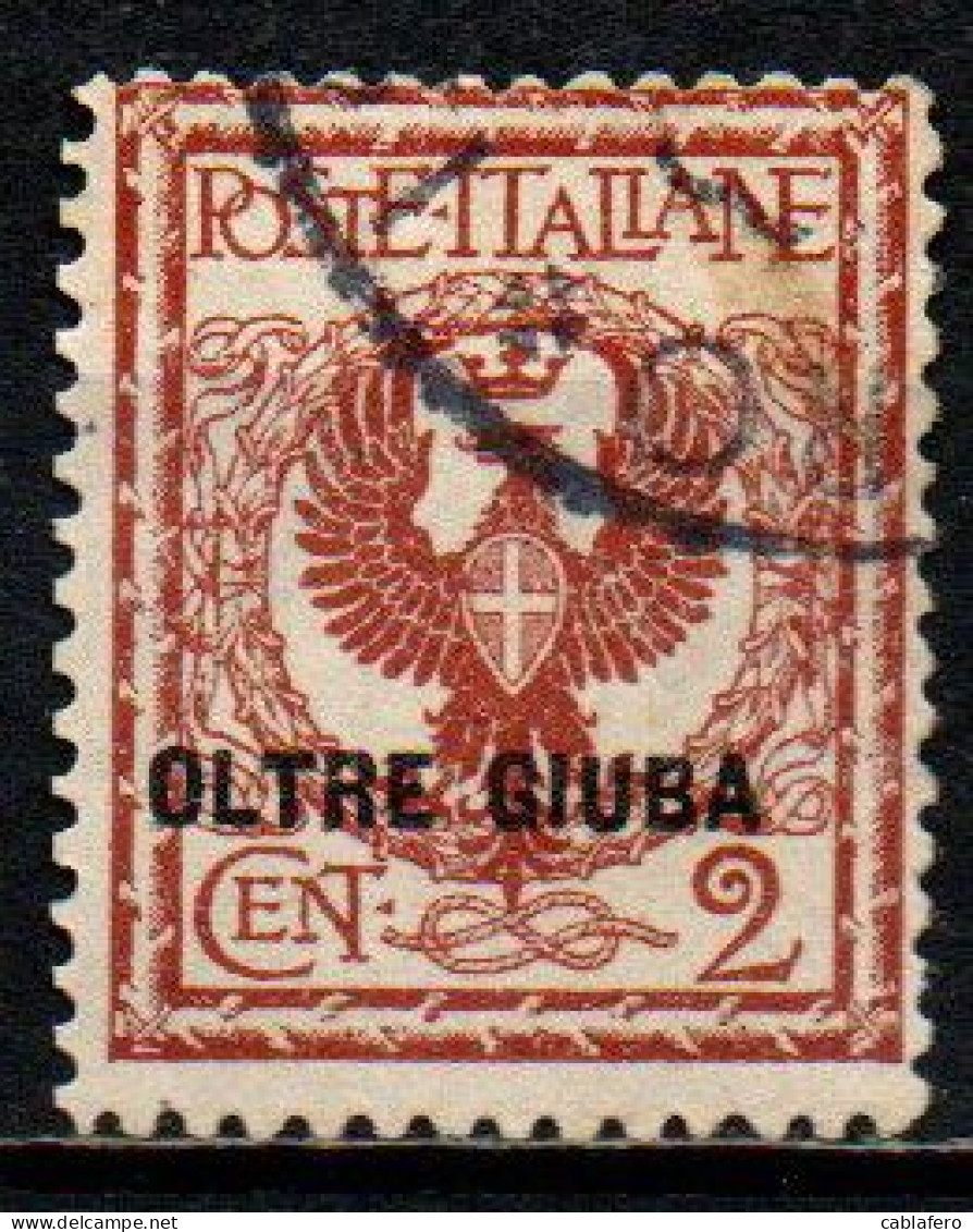 ITALIA - OLTRE GIUBA - 1925 - AQUILA REALE - STEMMA 2 CENT. - USATO - Oltre Giuba
