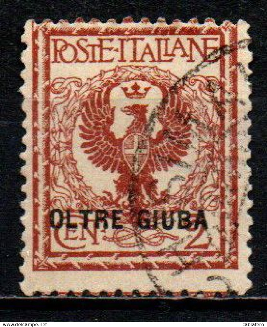 ITALIA - OLTRE GIUBA - 1925 - AQUILA REALE - STEMMA 2 CENT. - USATO - Oltre Giuba