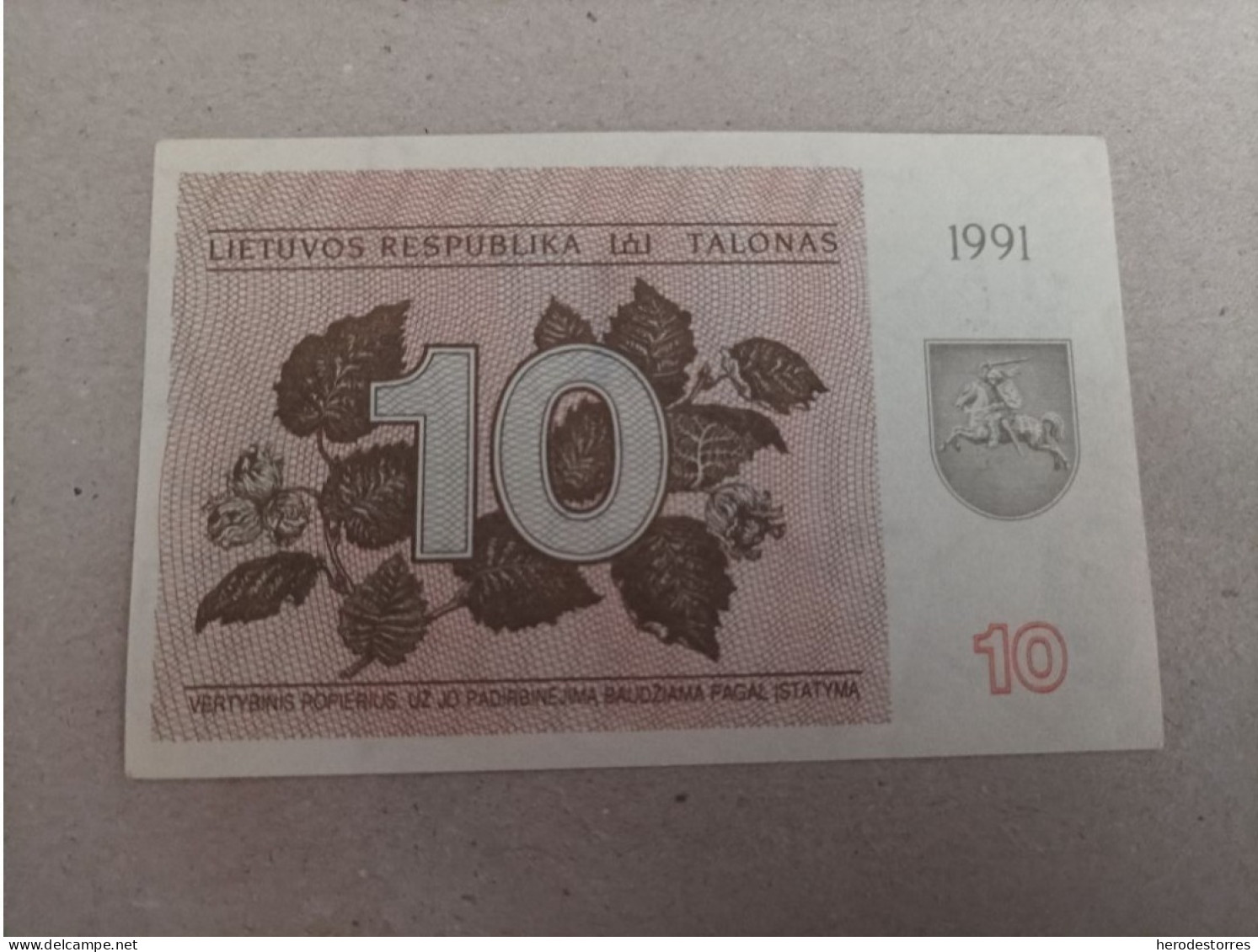 Billete De Lituania De 10 Talonas, Año 1991, AUNC - Lituanie