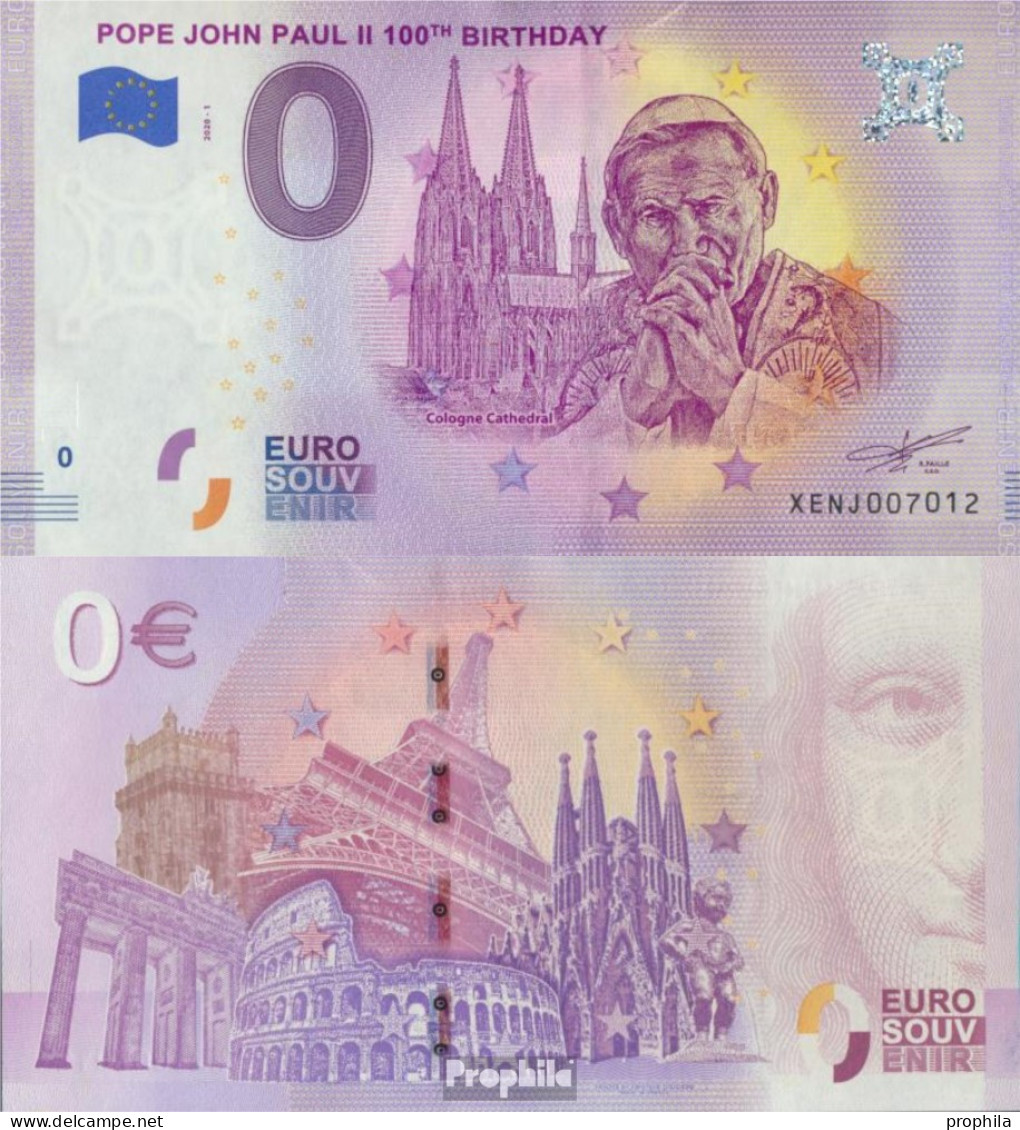 Vatikanstadt Souvenirschein 100. Geburtstag Papst Johannes Paul Bankfrisch 2020 0 Euro 100. Geburtstag Papst Johann - Vatican