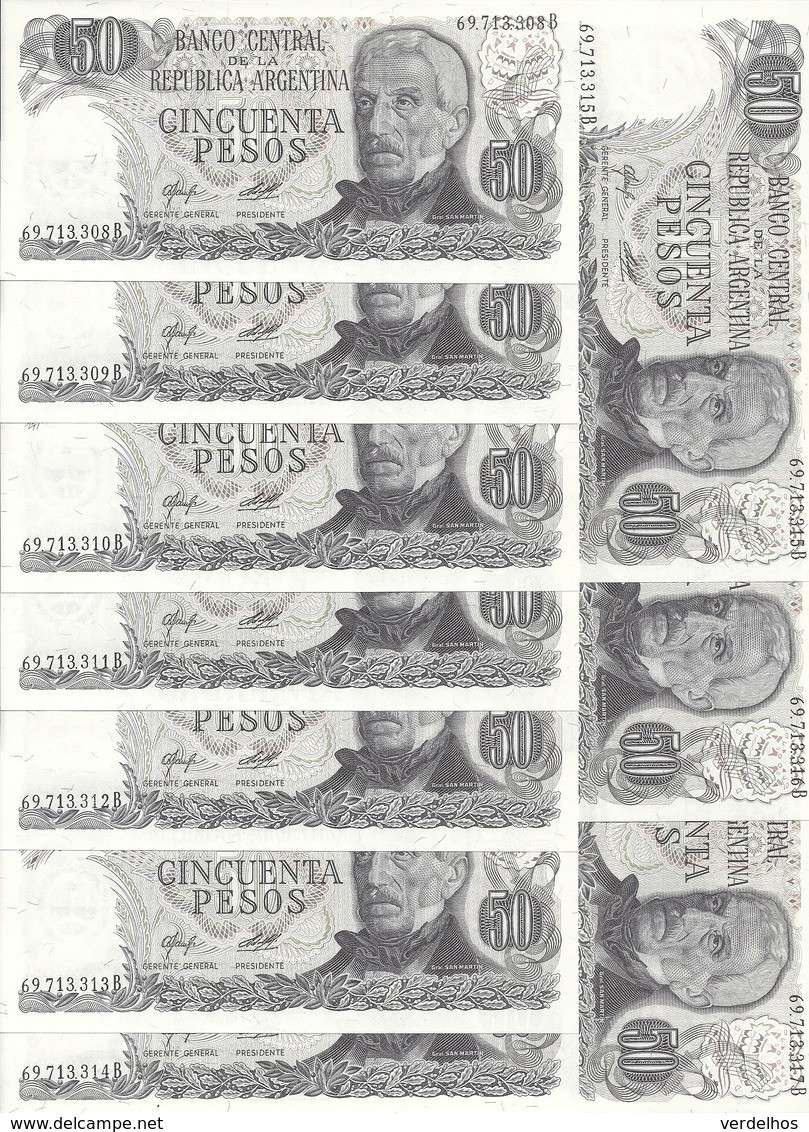 ARGENTINE 50 PESOS ND1976-78 UNC P 301 B ( 10 Billets ) - Argentine