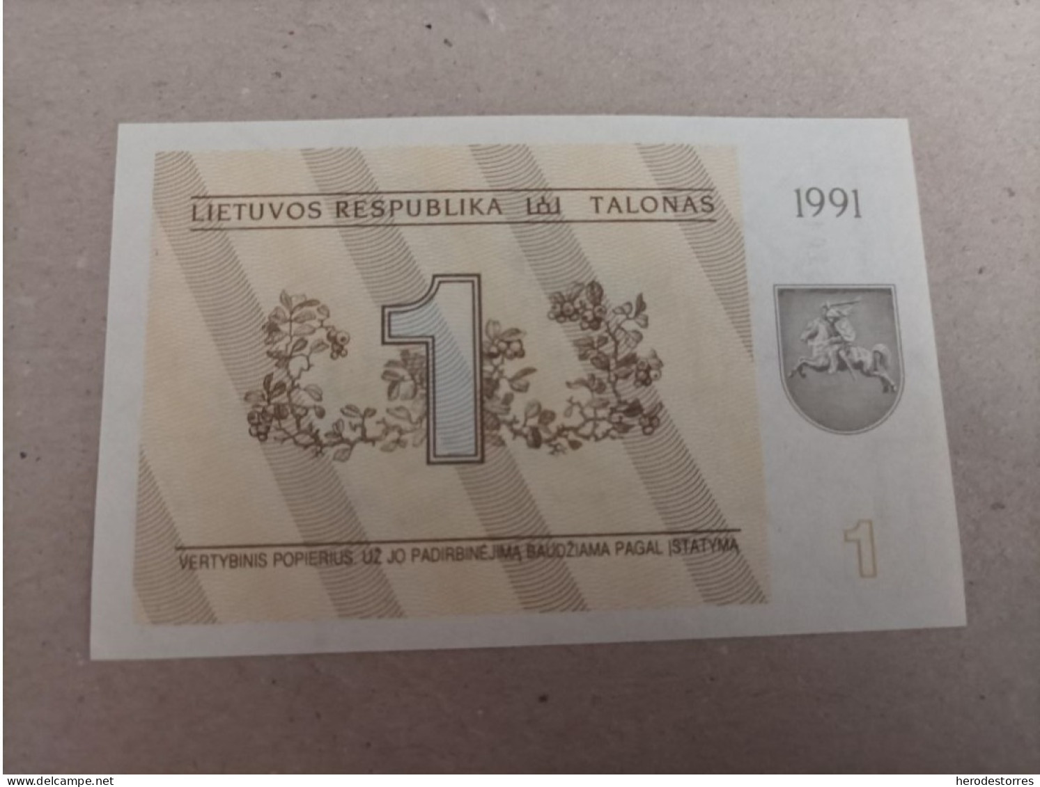 Billete De Lituania De 1 Talona, Año 1991, AUNC - Lithuania