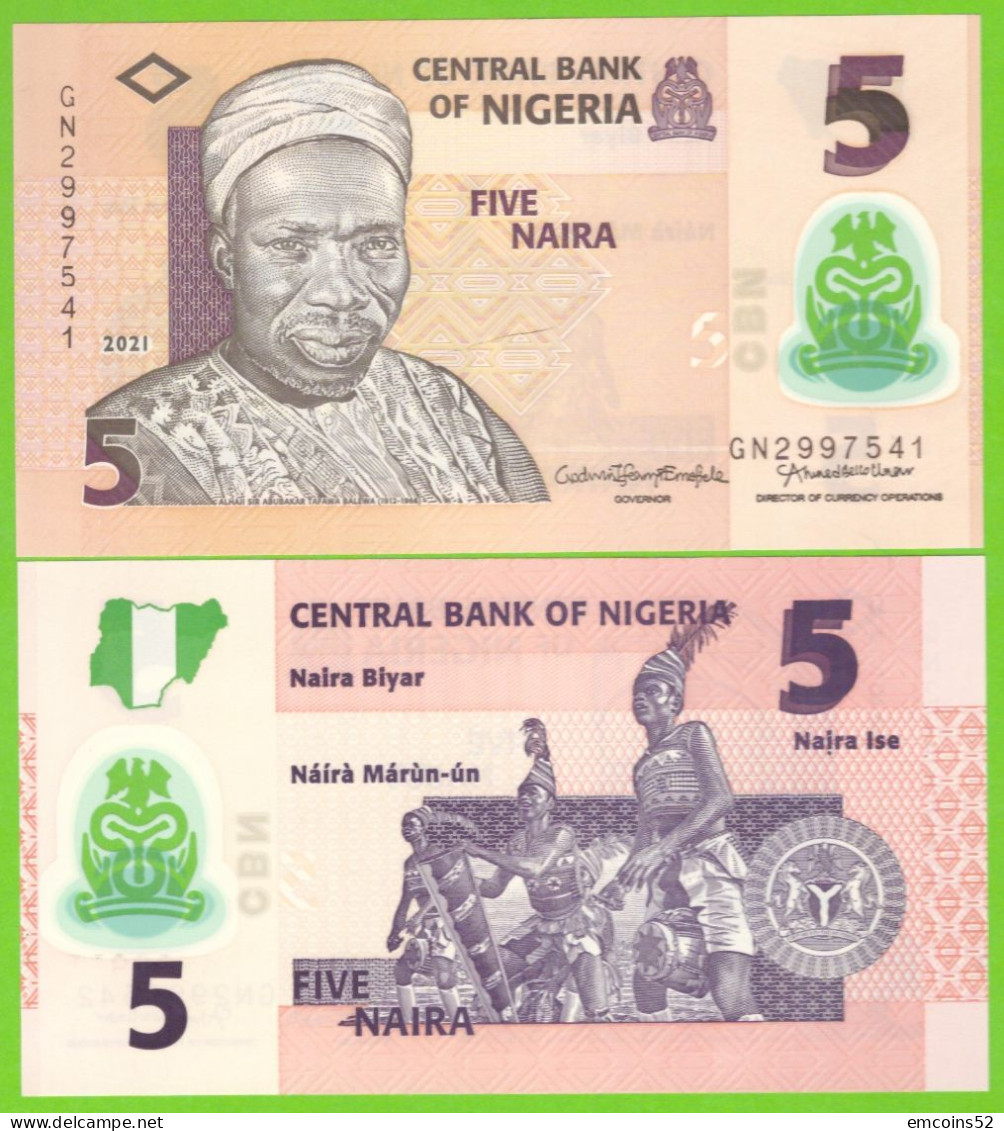 NIGERIA 5 NAIRA 2021 P-38  UNC POLIMER - Nigeria