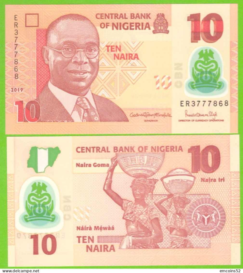 NIGERIA 10 NAIRA 2019 P-39j  UNC POLIMER - Nigeria