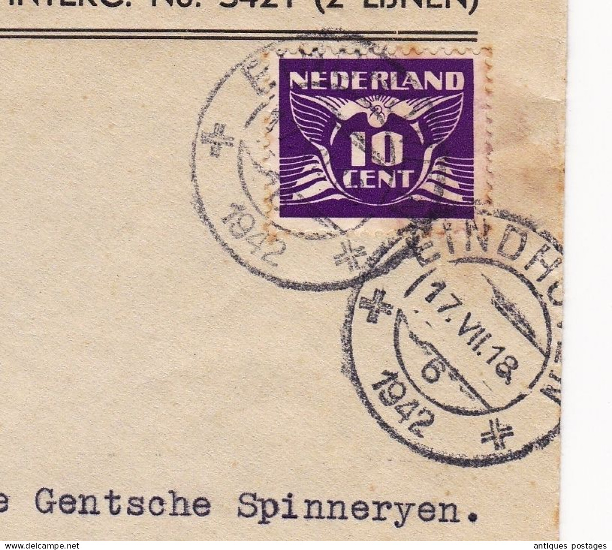 WW2 Eindhoven 1942 Henri Van Lotringen Nederland Gent Belgique Censur Censor Oberkommando Der Wehrmacht Geöffnet - Poststempel