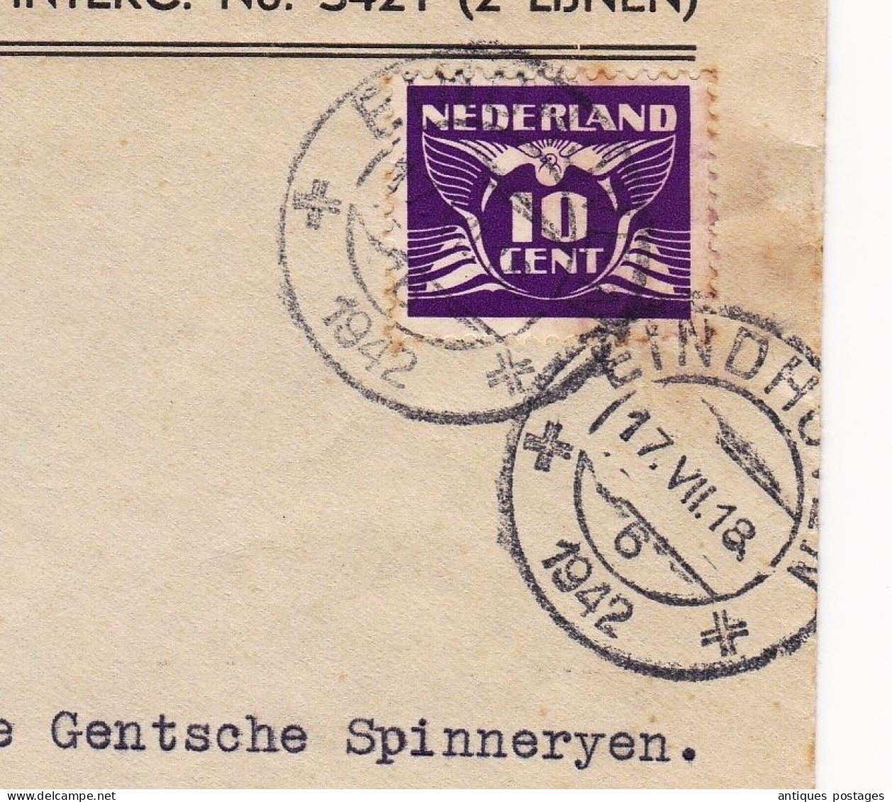 WW2 Eindhoven 1942 Henri Van Lotringen Nederland Gent Belgique Censur Censor Oberkommando Der Wehrmacht Geöffnet - Poststempels/ Marcofilie