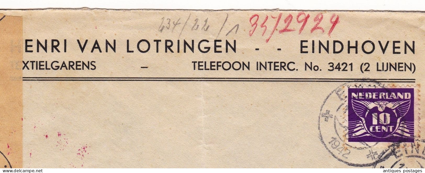 WW2 Eindhoven 1942 Henri Van Lotringen Nederland Gent Belgique Censur Censor Oberkommando Der Wehrmacht Geöffnet - Postal History