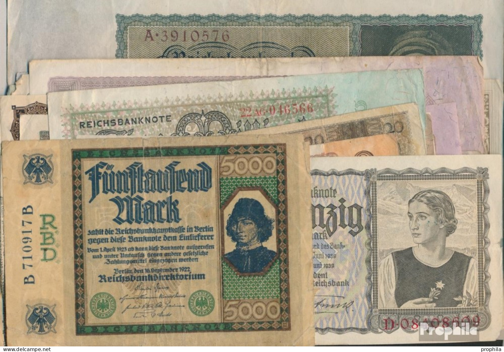 Deutsches Reich 50 Verschiedene Banknoten - Sammlungen