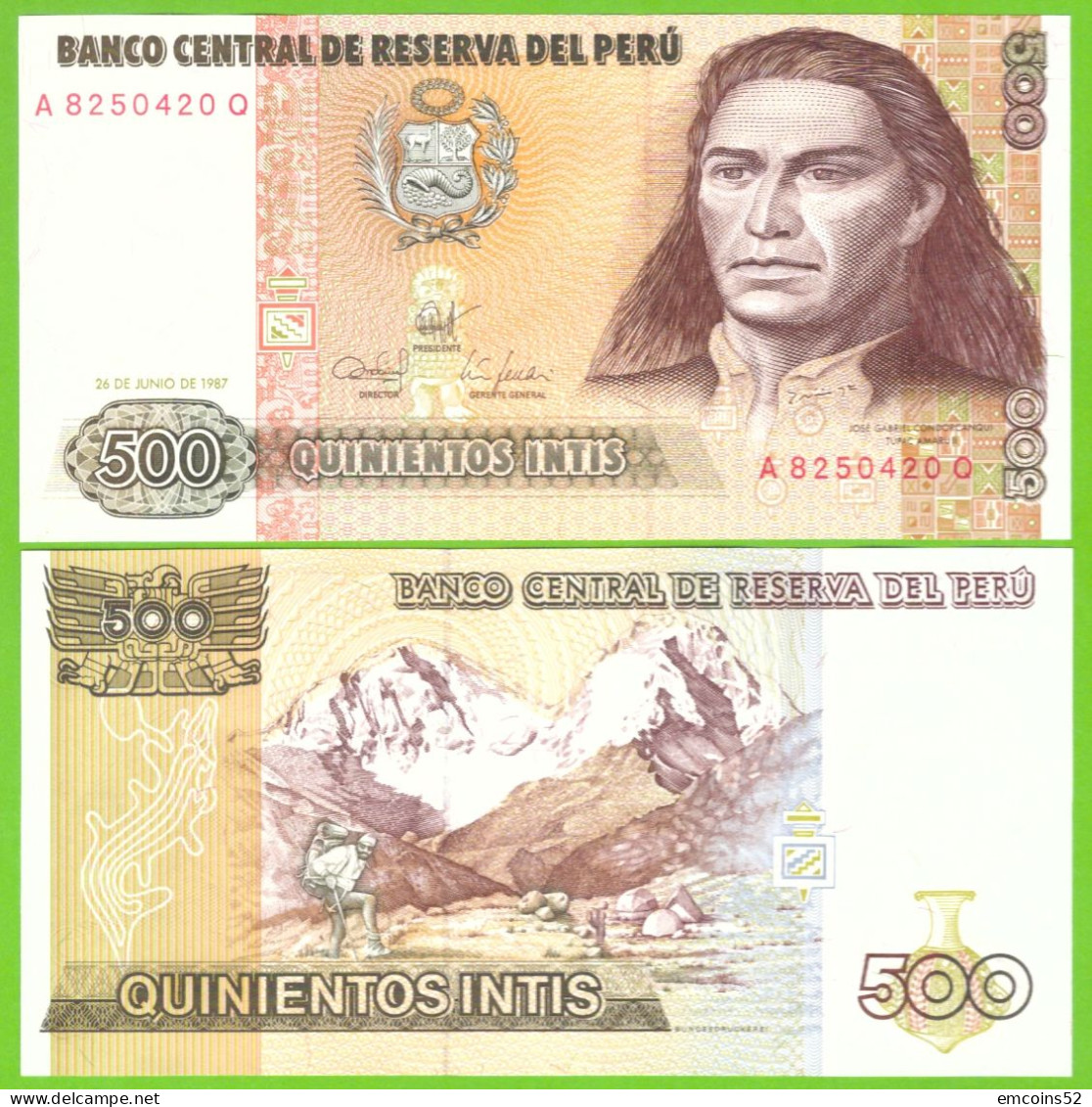 PERU 500 INTIS 1987 P-134b UNC - Pérou