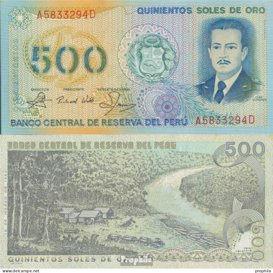 Peru Pick-Nr: 125A Bankfrisch 1982 500 Soles De Oro - Perù