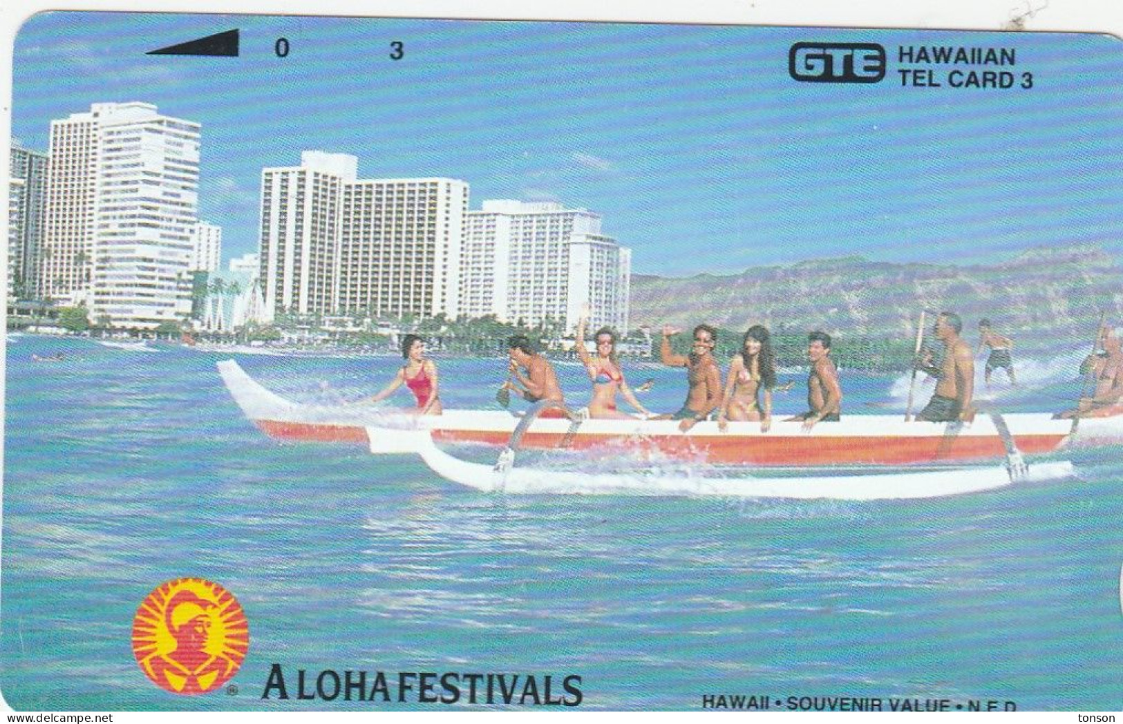 Hawaii, GTH-40b, 93 Aloha Festival - Canoe (Without 93),  Mint, 2 Scans - Hawaï