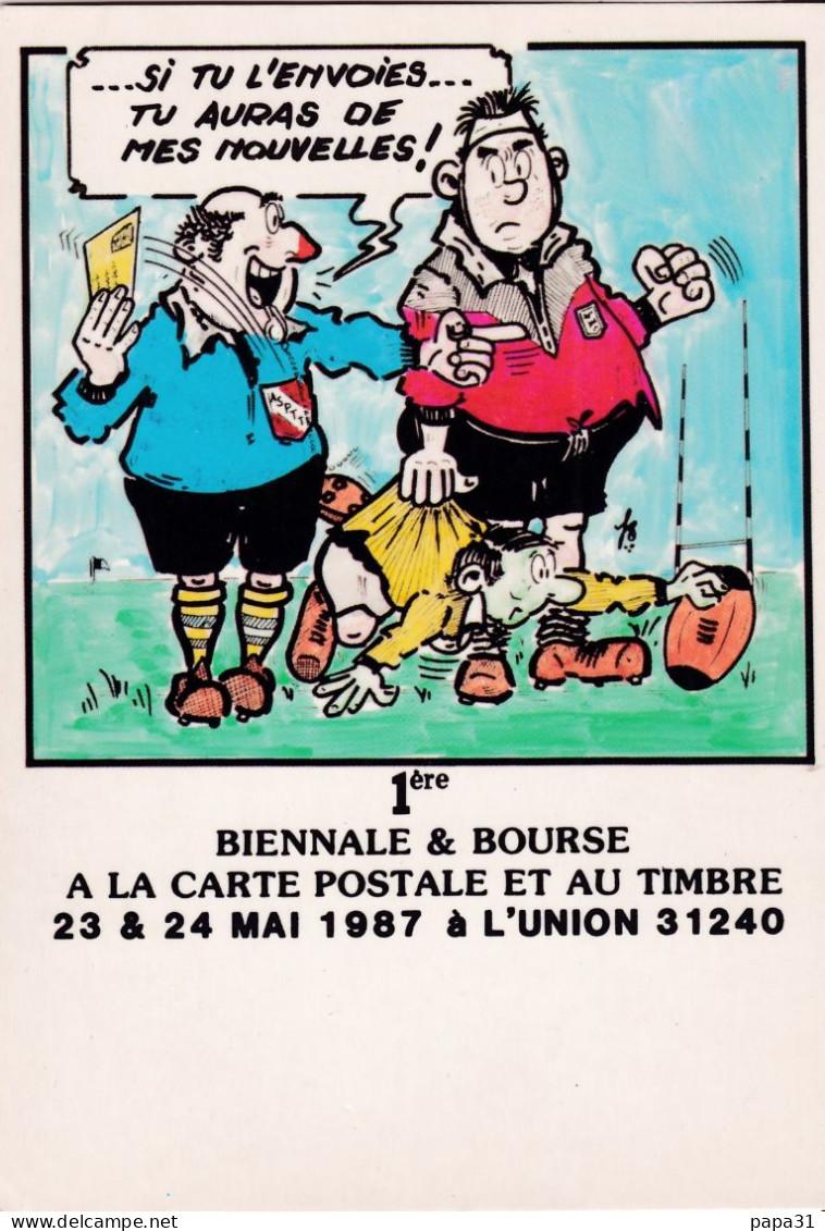 Rugby Dessin De Guy Balandra Annonçant La 1 ére BOURSE DE L'UNION 1987 - Rugby