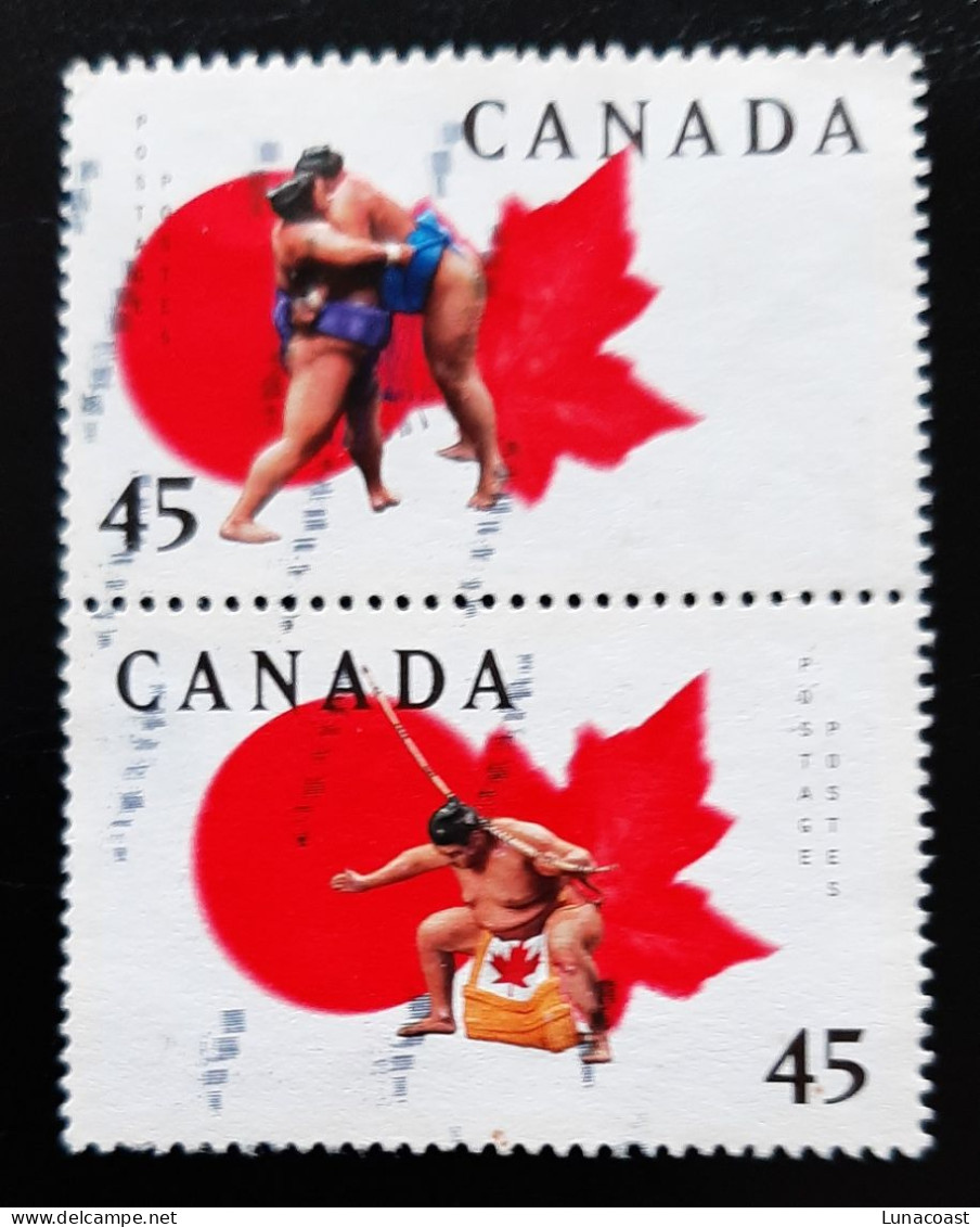 Canada 1998  USED  Sc 1724a    2 X 45c  Sumo, Setenant Pair - Oblitérés