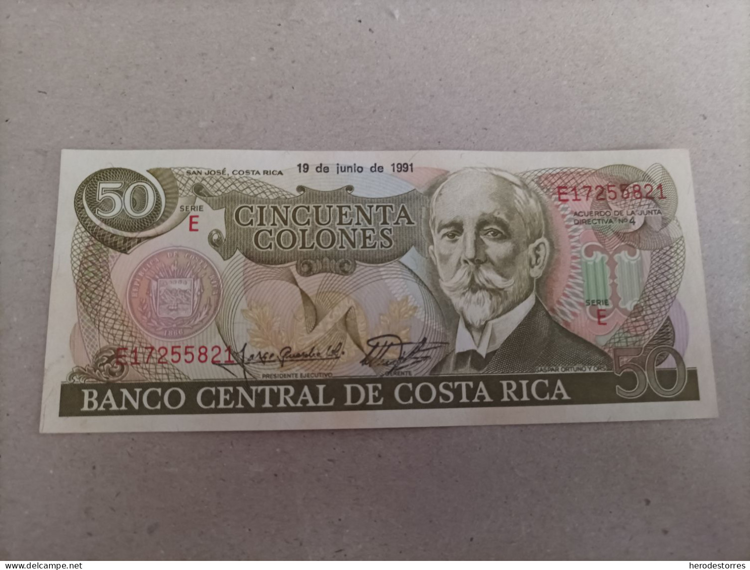 Billete De Costa Rica De 50 Colones, Año 1991, UNC - Costa Rica