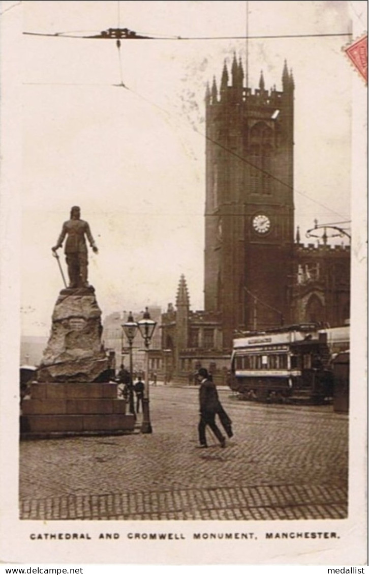 CPA..ANGLETERRE..ENGLAND..MANCHESTER..CATHEDRAL AND CROMWELL MONUMENT..1911.. - Manchester