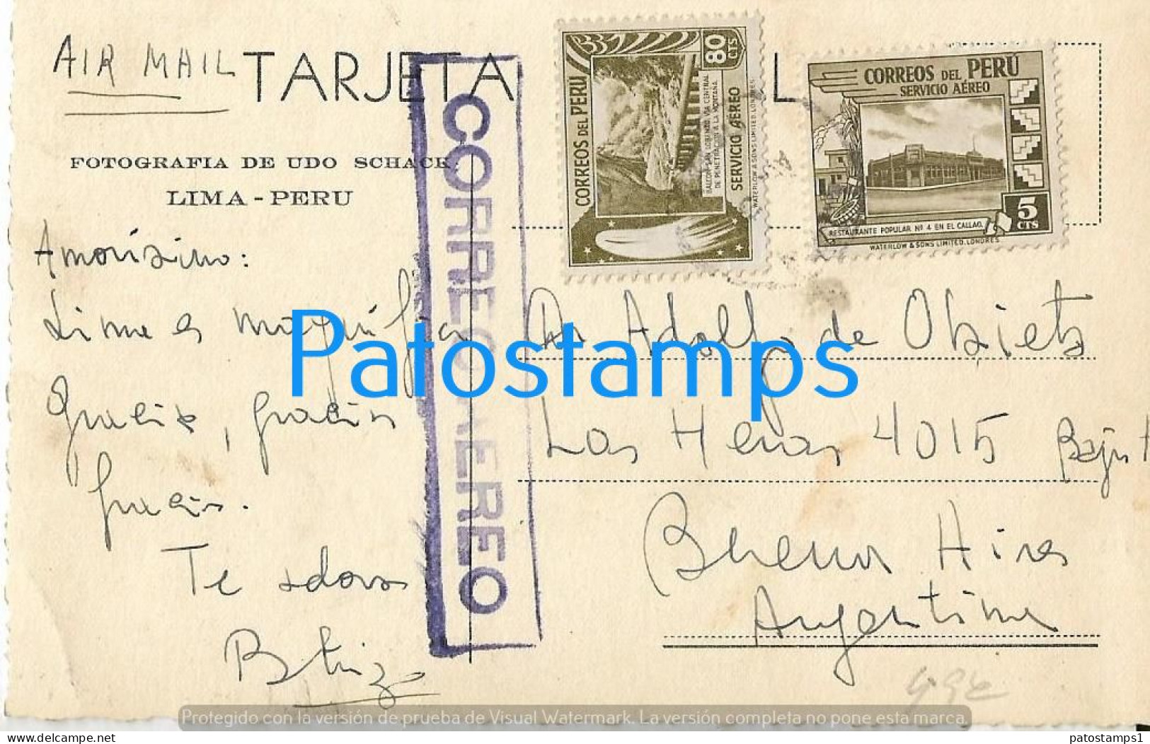 222776 PERU LIMA LA CATEDRAL CIRCULATED TO ARGENTINA POSTAL POSTCARD - Pérou