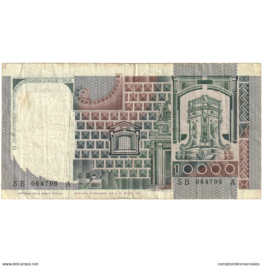 Billet, Italie, 10,000 Lire, 1978, 1978-08-25, KM:106c, TB - 10000 Lire