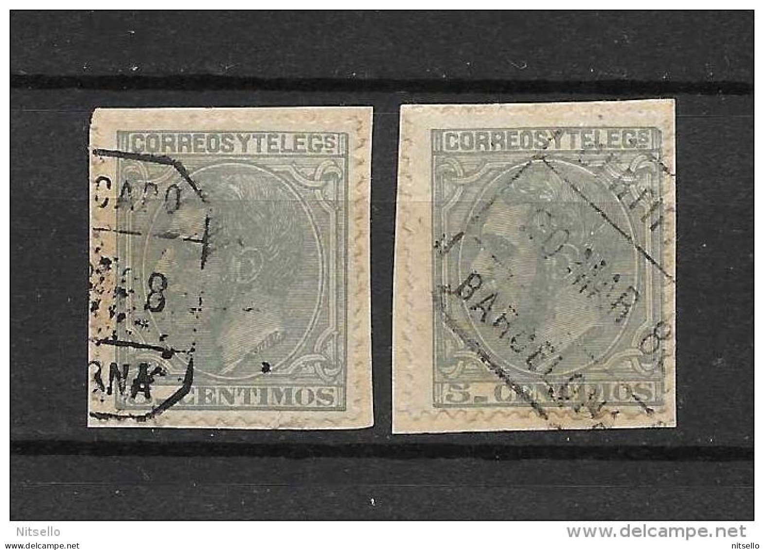 LOTE 2172     ///   (C010)  ESPAÑA  1879      EDIFIL Nº: 201 DOS CERTIFICADOS EN PAPEL - Oblitérés