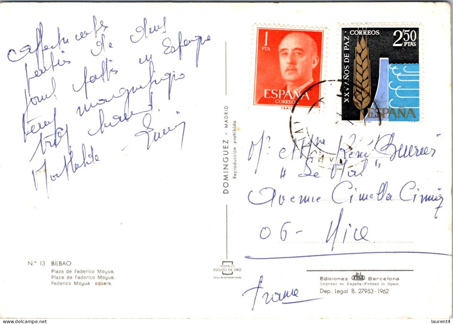 20-1-2024 (1 X 40) Spain - Bilbao (posted To France With Peace Stamp) - Vizcaya (Bilbao)