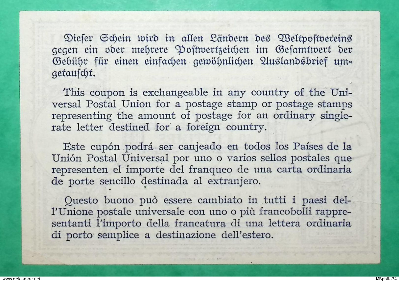 COUPON REPONSE INTERNATIONAL BULLE SUISSE 40C 1947 - Antwortscheine