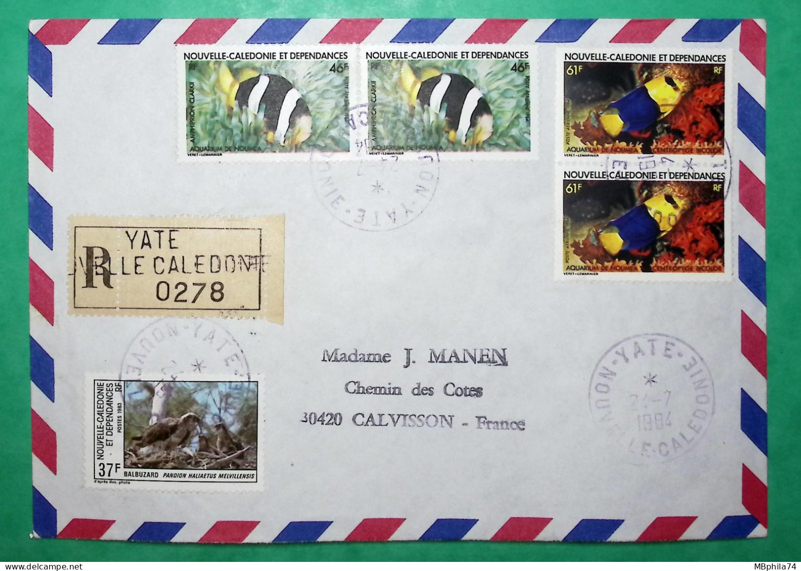 RECOMMANDE YATE NOUVELLE CALEDONIE POUR CALVISSON GARD FRANCE 1984 LETTRE COVER - Covers & Documents