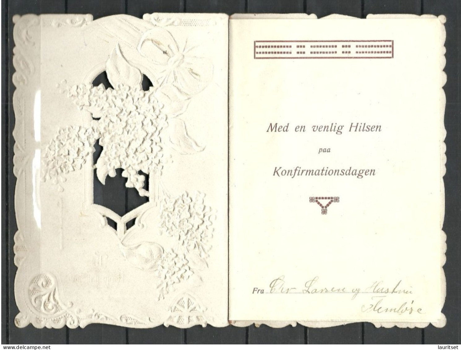 DENMARK Very Old Interesting Confirmation Konfirmation Kommunion Gratulation Card - Communion