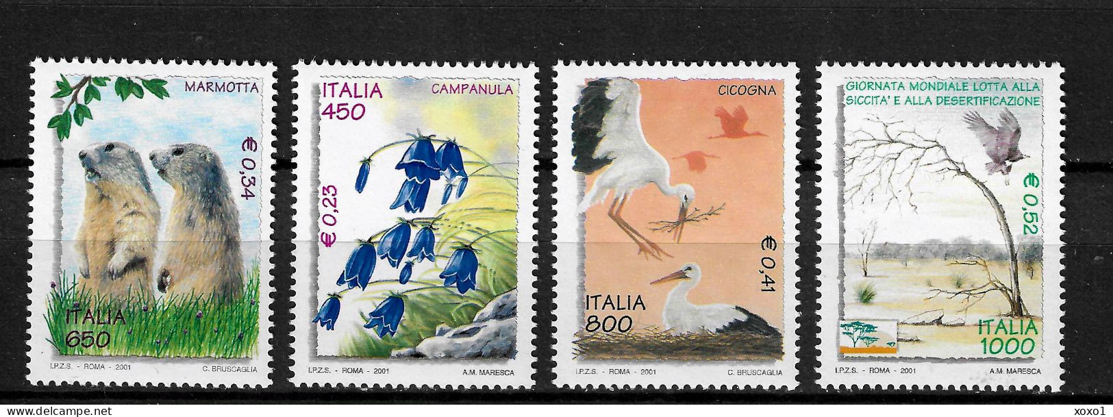 Italy 2001 MiNr. 2756 - 2759 Italien Birds , Mammals, Flowers 4v MNH**  4.00 € - Storchenvögel