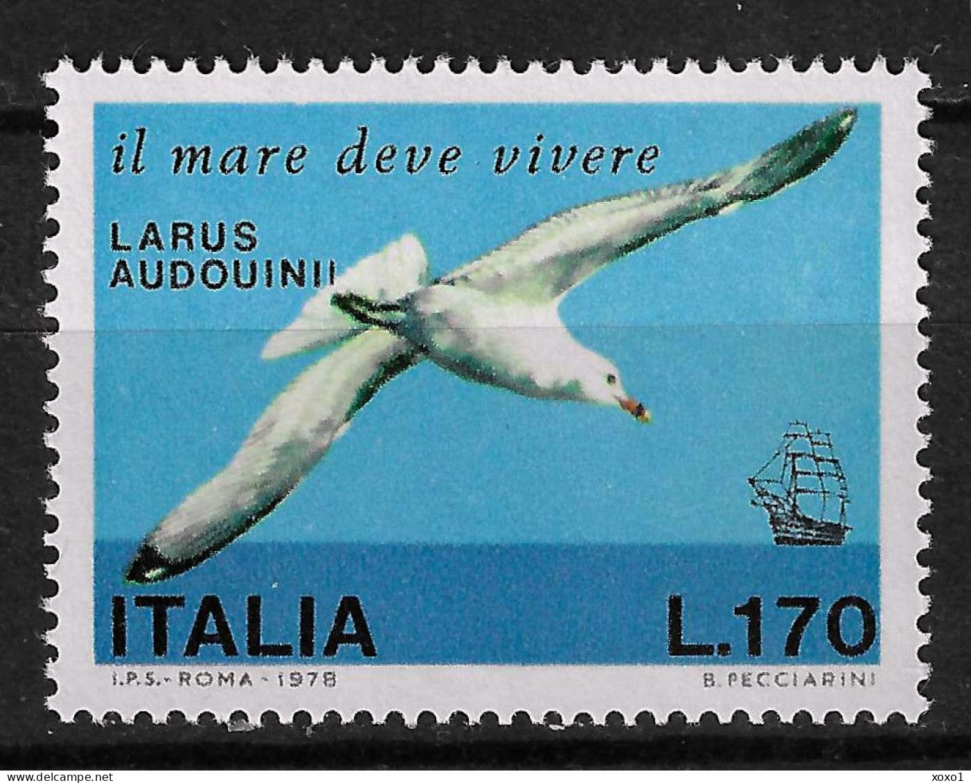 Italy 1978 MiNr. 1606 Italien Birds Audouin's Gull (Larus Audouinii) 1v MNH**  0.20 € - Albatros