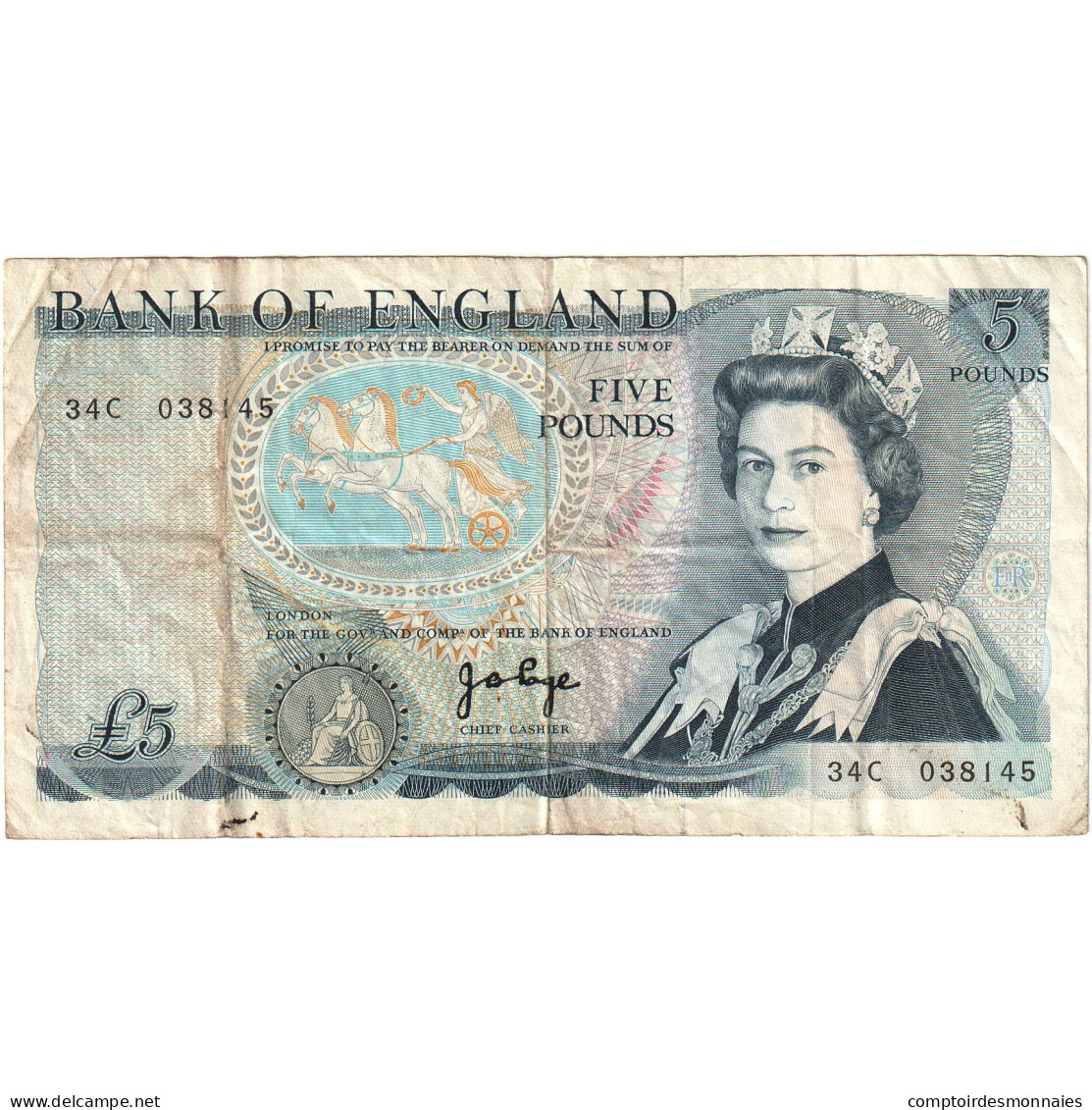 Billet, Grande-Bretagne, 5 Pounds, Undated (1973-80), KM:378b, TB - 5 Pounds