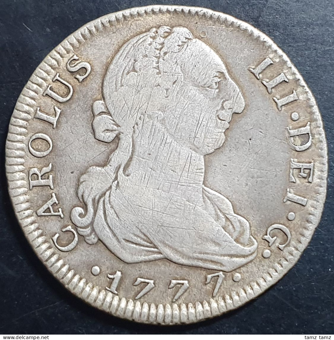Spain Spanish Colonial Carol Carolus III 4 Reales 1777 M PJ Madrid Mint Scarce - Primi Conii