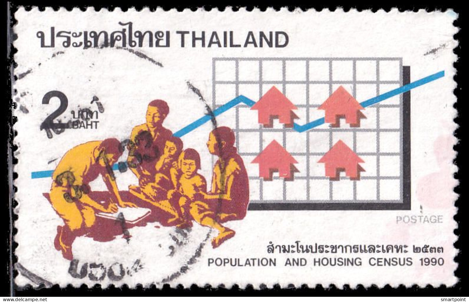 Thailand Stamp 1990 Population And Housing Census - Used - Thailand