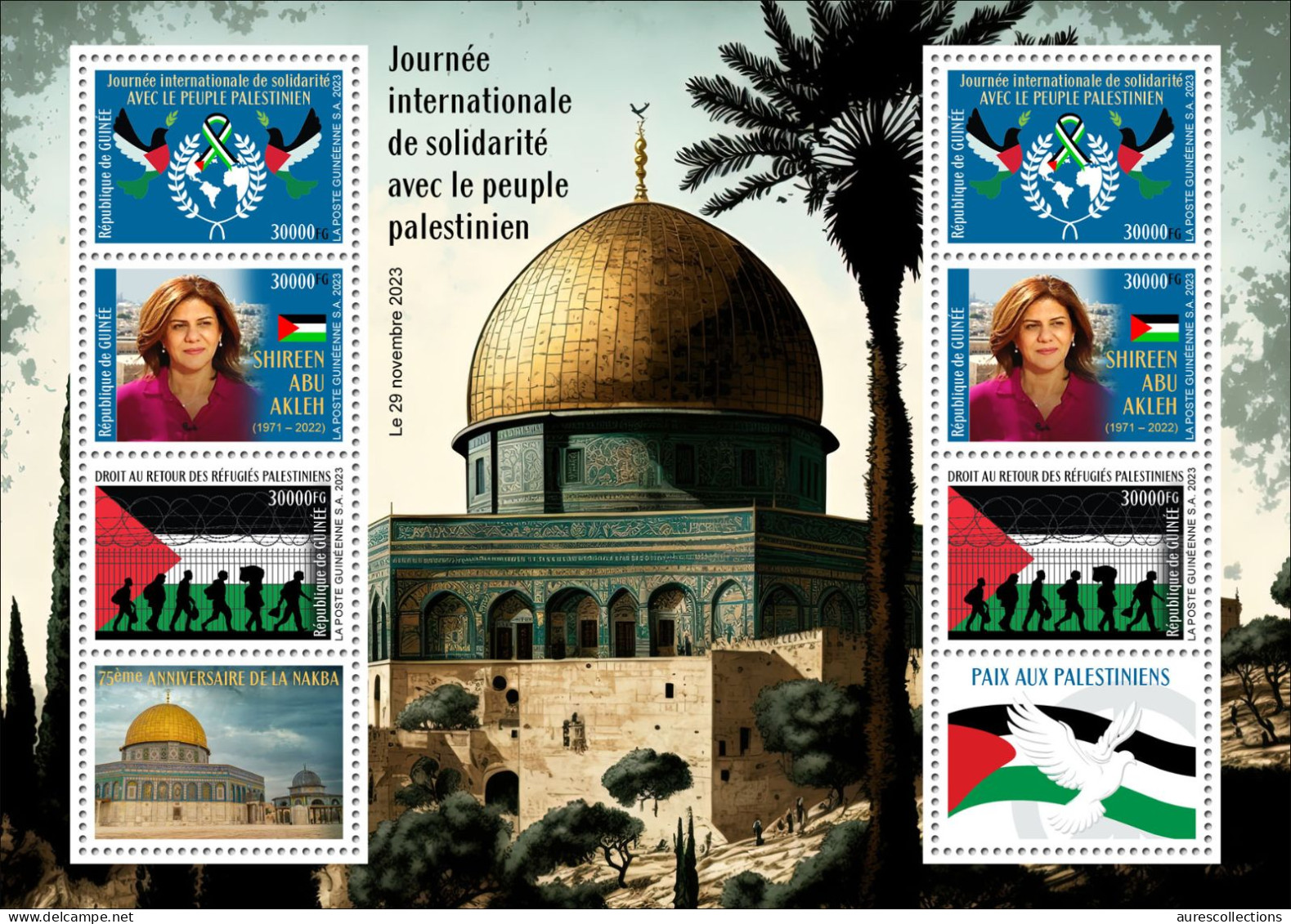 GUINEA 2023 BOOKLET M/S 8V PALESTINE JERUSALEM - SOLIDARITY PALESTINIAN PEOPLE - SHIREEN ABU AKLEH - RIGHT OF RETURN MNH - Islam