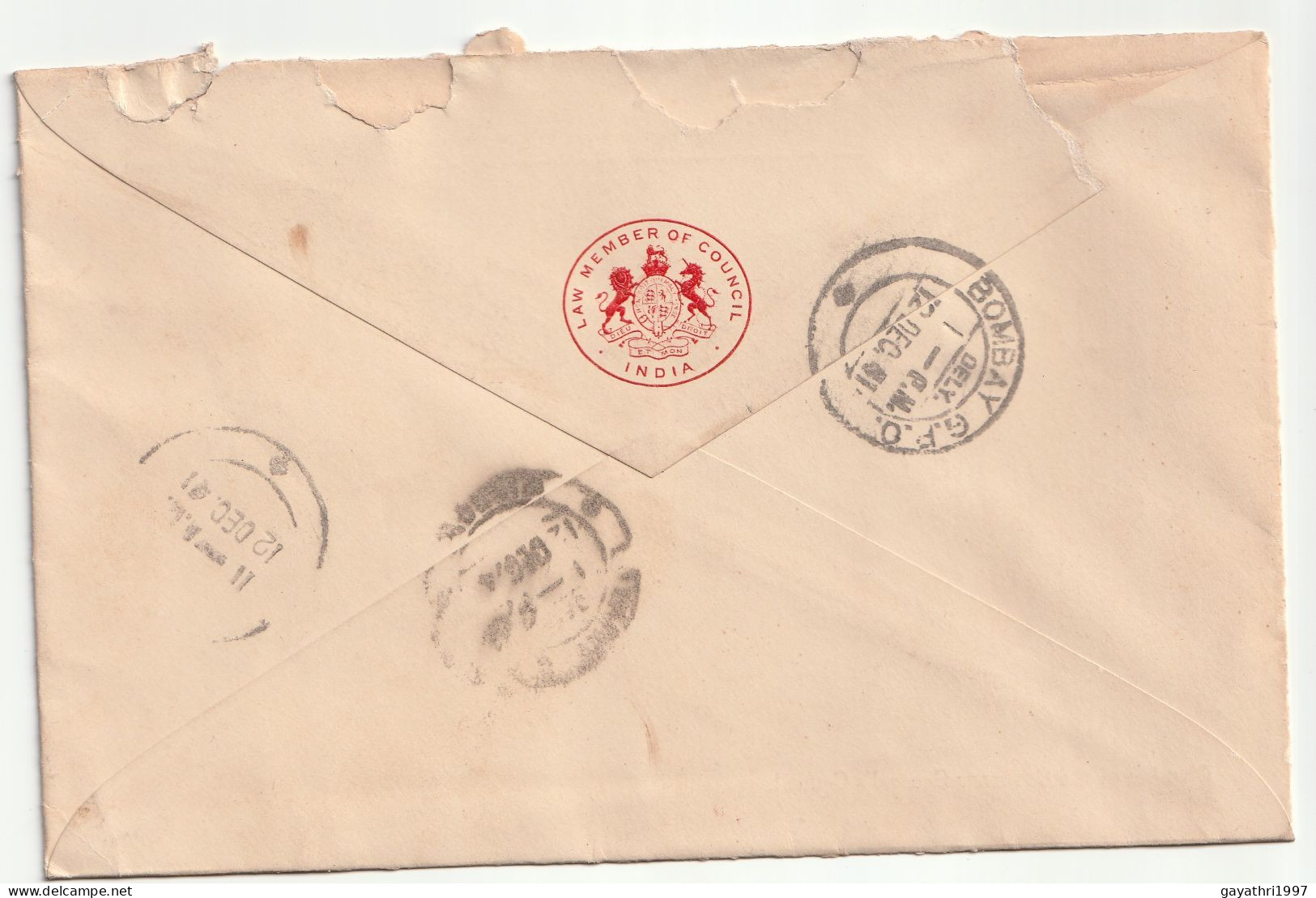 India 1941 Service Stamps On Cover From Member Of The Governor- General's Council To Highness Palanpur (210) - Dienstzegels