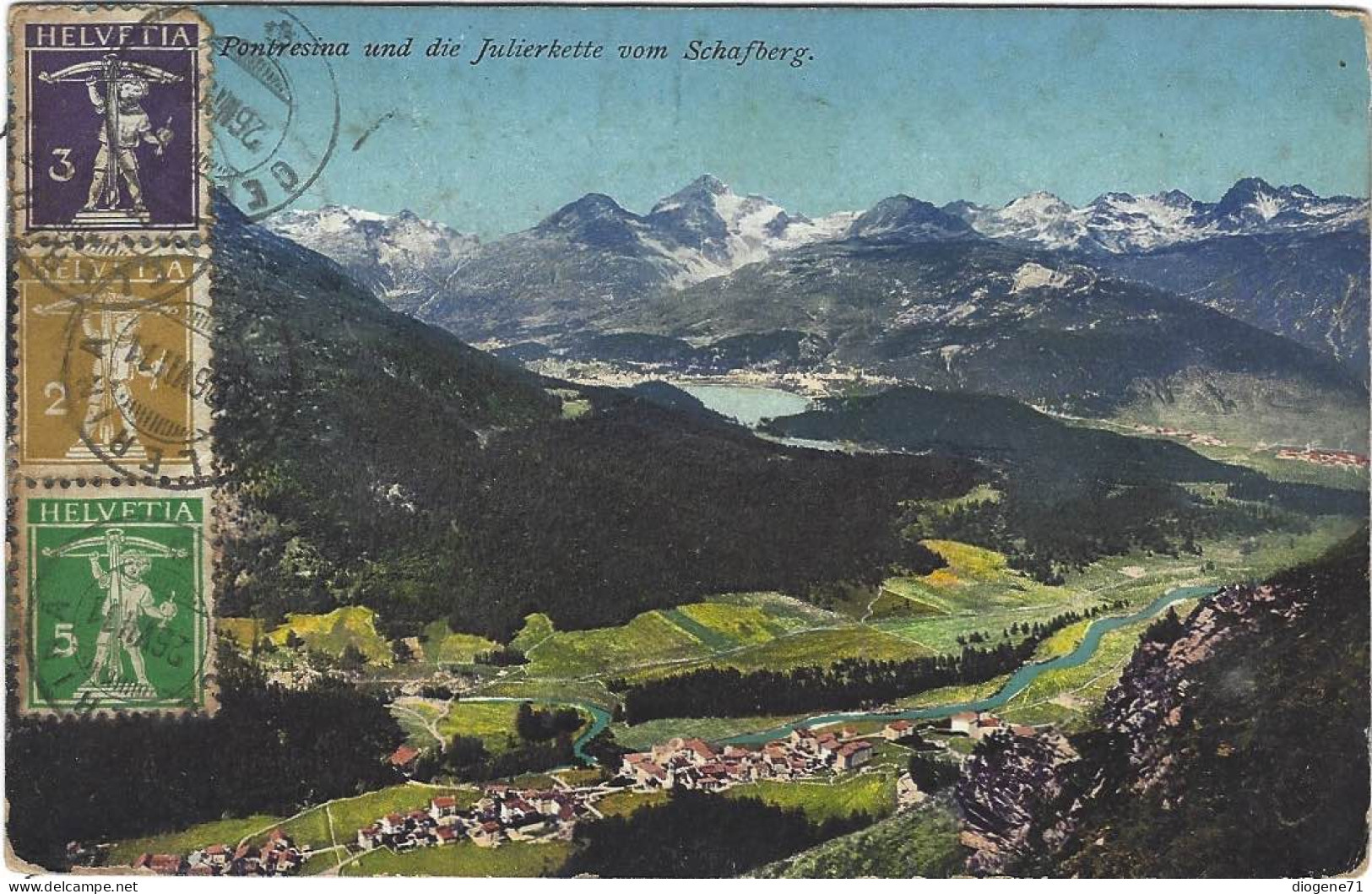Pontresina Und Die Julierkette Vom Schafberg 1911 - Pontresina