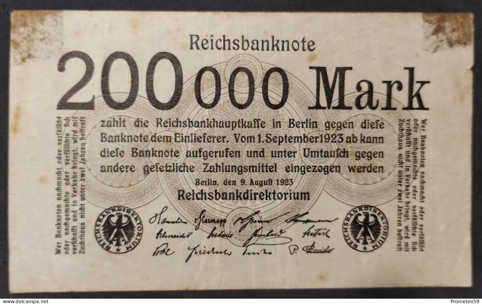 Alemania (Germany) – Billete Banknote De 200.000 Mark – 1923 - Other & Unclassified